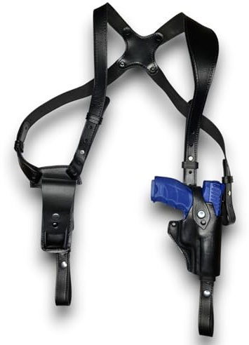 VlaMiTex SD5 Leder Schulterholster für H&K SFP9 / P30 / VP9A1K | Optic-Ready (OR) | Vertikales Harness mit Red Dot | Premium-Rindsleder | Rechtshänder