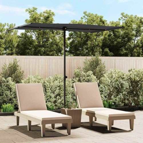 INLIFE Parasol de Jardin avec mât en Aluminium 2x1,5 m Noir