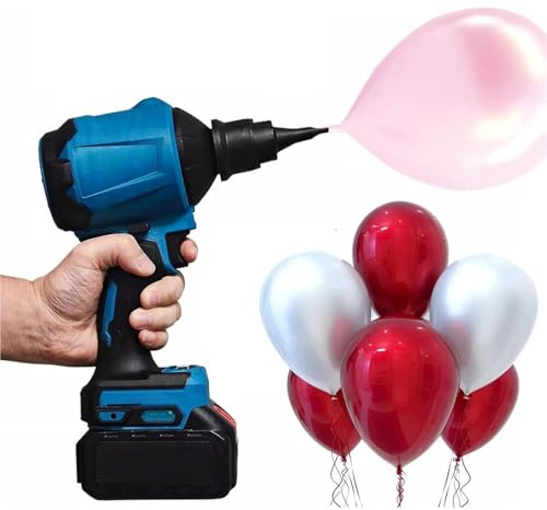 Genérico Bomba de Globo eléctrica Profesional, Bomba de Aire de Alta Velocidad, con 6 boquillas Desmontables, Ajuste de Velocidad Continuo, Bola de Limpieza/soplado multifunción, for Fiestas,