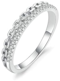 Tolldek Trauringe Weißgold 9K/14K/18K, Halb Ewigkeit Partnerringe mit Diamant Echt Gold, Hochzeitsring Au 375/585/750 Weiß Gold, Gr.47-65
