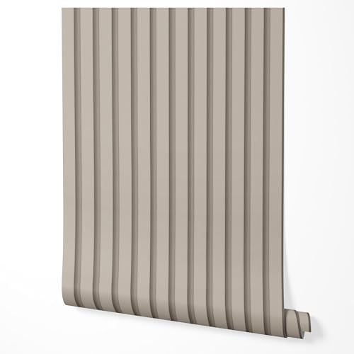 GP TONER Vliestapete Uni Beige Lamellen 3D Wandpaneel Effekt Moderne Tapete für Wohnzimmer Schlafzimmer Flur Büro Helle warme Farbe Matt UV-beständige Tapete 10m x 0,5m