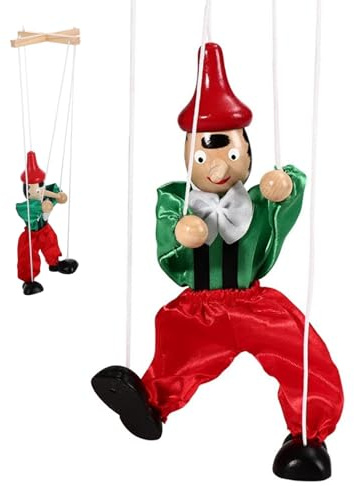 Hölzerne Marionettenpuppe mit beweglichen Gliedmaßen, Fadenpuppe für fantasievolles Spielen, Kleidung in zufälligen Farben für Überraschungsspaß