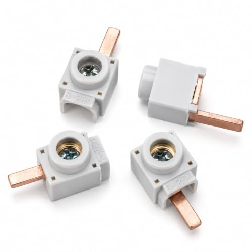 4 Pezzi Morsetti di Alimentazione per Pettine Quadro Elettrico, Terminali di Derivazione per Barra di Alimentazione, Sezione Cavo 6-25mm², Pin 4X2mm, Max 63A