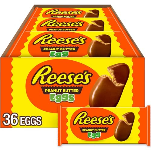 REESE'S Milk Chocolate Peanut Butter Eggs, Easter Basket Easter Candy Packs, 1.2 oz (36 Count)