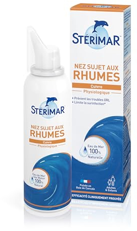 STÉRIMAR Nez Sujet aux Rhumes - Spray Nasal Prévention Rhumes et pathologies ORL, à l'Eau de Mer 100% Naturelle & Cuivre, Formule Physiologique, 100 ml
