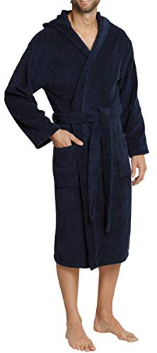Schiesser Essentials Bademäntel Bademantel Uni Navy 128546/815