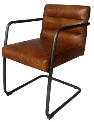 Freischwinger-Sessel Murray Vintage Leder Stahlrohr Echtleder Sessel