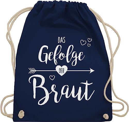 Turnbeutel Rucksack - Junggesellenabschied Frauen - Das Gefolge der Braut I Brautgefolge JGA I Braut Gefolge Junggesellinnenabschied - Unisize - Navy Blau - team bride bag brauttaschen