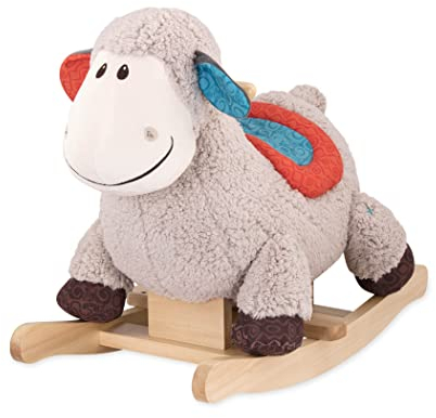 B. toys Schaukelpferd Schaf aus weichem Plüsch und hochwertigem Holz– BPA-freies Schaukeltier zum Aufsitzen für Kinder und Babys ab 18 Monaten