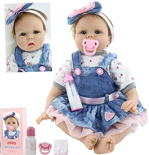 ZIYIUI Simulation Reborn Baby 22 Zoll 55 cm Realistisch Weiche Vinyl Silikon Reborn Baby Mädchen Handgemachte öffnen Augen Reborn Puppe Babys Kinder Spielzeug Geschenke