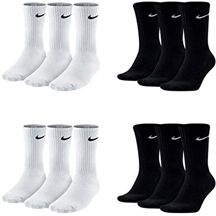 Nike SX4508 - Set di 12 paia di calzini da tennis da uomo e donna, per lo sport, colore bianco/ nero/ grigio bianco nero 42-46