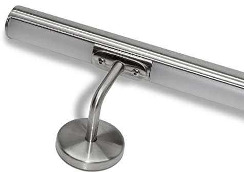 Pasamanos para escaleras de acero inoxidable con LED blanco natural multicolor predisposición led (120 cm, pasamanos con predisposición para LED)