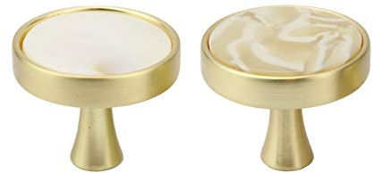 Natural Goods Berlin Möbelgriffe PERLE Gold gebürstet Design Möbelknöpfe Metall Möbelknauf Rund Türgriff für Schränke, Kommode, Sideboard, Küchenfront Schubladengriff Wandhaken (10, Perlmutt Natur)