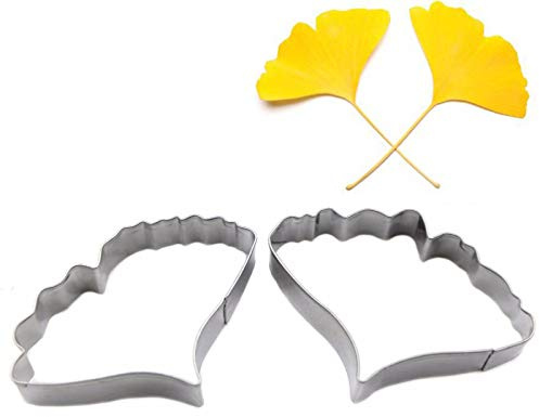 DUBENS 2er Set Edelstahl Ginkgo Biloba Blatt schneidert Set Slicer Fondant Kuchen Dekorieren Werkzeuge DIY Zucker Paste Keks Cookie Form