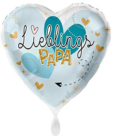 1 Folienballon Vatertag Lieblingspapa Birthday Herz blau weiß ca 43 cm ungefüllt Ballongas geeignet