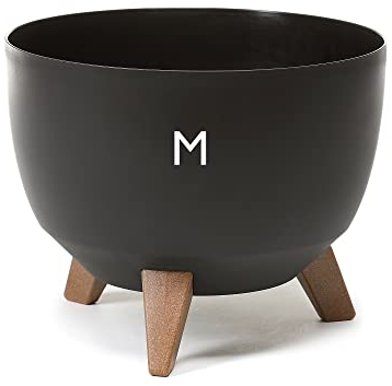 MELTOM Blumentopf mit Füßen aus Kunststoff Schale mit Einsatz, Farbe Schwarz, H: 23cm, D: 29 cm