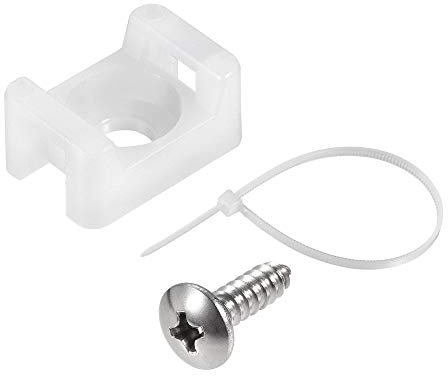 sourcing map 14.6mm x 10mm x 6.85mm Nylon Cable Fasten Clip with Screws and Ties White 50 Set