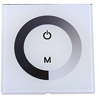 Haofy Variateur de Lumière LED à Gradateur Tactile, Contrôleur D'écran Tactile Mural Complet, Interrupteur Mural à Couvercle en Plastique pour Bandes Lumineuses à LED de Couleur Unique, DC(Blanche)