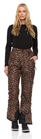 Arctic Quest Women's Snow Ski Pants Water Resistant Softshell Insulated Flare for Snowboarding Hiking Winter Outdoor Pants, Leopard, Large