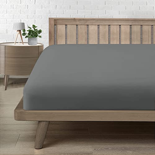 Lenzuolo Una Piazza e Mezza con Angoli, in Premium Microfibra Certificata Oeko-TEX®, Lenzuolo Confortevole Morbido Traspirante Grigio Scuro 120x190/200 H30 cm