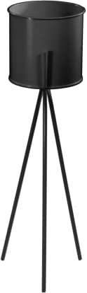 Pflanzenständer Blumenständer Plant Stand Aus Metall Mit Abnehmbarem Blumentopf Modernes Loft (23 x 23 x 80H cm, Schwarz)