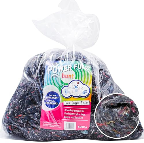 POWER FÜLL | 1kg Graue Füllwatte | Stabile Füllwatte für Kissen, Sitz- u. Yogamatten | Stopfmaterial mit Füllkraft | Bastelwatte (1)