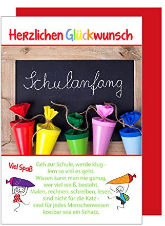 Edition Seidel Premium Glückwunschkarte zur Einschulung mit Umschlag. Einschulungskarte Grußkarte Karte zum Schulanfang Schuleinführung Schulstart Spruch Mädchen Junge 1. Klasse (ES114 SW022)