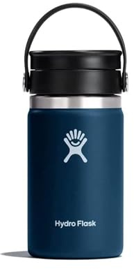Hydro Flask - Travel Coffee Flask 354 ml (12 oz) - Vacuum Insulated Stainless Steel Travel Mug with Leak Proof Flex Sip Lid - Wide Mouth - Indigo, R.blue
