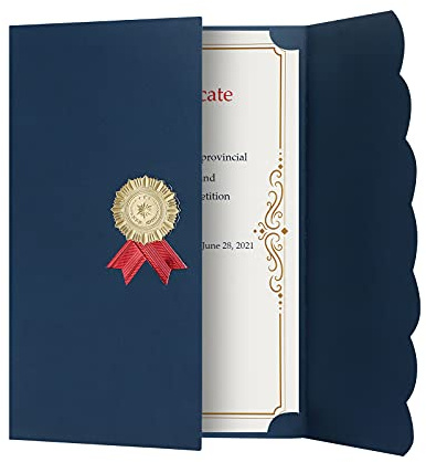 Zertifikat Mappe A4 Urkundenmappe mit 5er Hülle Urkunden Halter Schutzhülle Pappe Urkundenpapier Ordner Diplom Dokument Zeugniss Urkundenhülle Papier Zeugnissemappe für Certificate