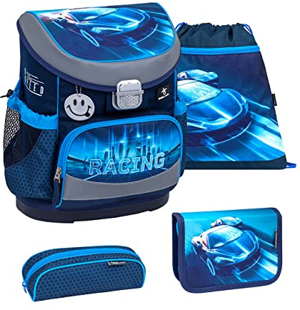 Belmil Mini-Fit Schulranzen Set 4 -teilig (405-33/AG/S) (Racing Blue Neon)