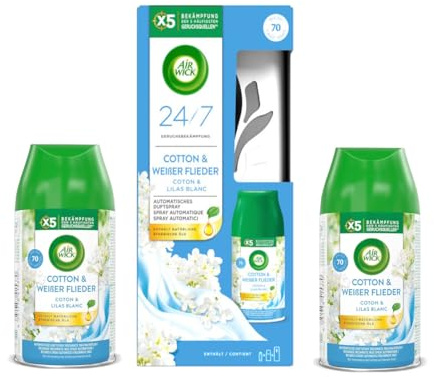 Air Wick Freshmatic Max Starter-Set Cotton & Weißer Flieder 250ml + 2x Nachfüller Cotton & Weißer Flieder 250ml