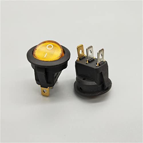 RFXCOM Interrupteur à Bascule 20mm KCD1 Interrupteur LED 20A 12V Interrupteur d'alimentation lumière Bouton de Voiture Allume/éteint 3pin Interrupteur à Bascule Rond (Color : Giallo, Size : 220V)