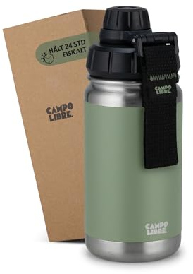 Campo Libre.® Premium Edelstahl Trinkflasche 400ml | 12h heiß/eiskalt | isolierter Thermobecher | Kaffeebecher on the go | Auslaufsicher | Kohlensäure geeignet