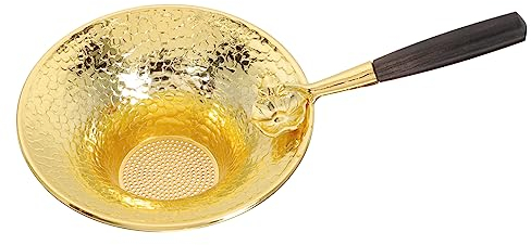 Cabilock Tea Lovers Essential Copper Tea Strainer Handle Practical Tea Sifters Tea Filters Tea Infusers Tea Accessories