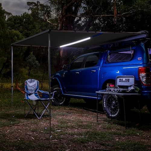 PQXQZ Toldo Coche, Tienda Techo Coche, Tienda de Campaña para Coche con Luz LED y Postes Telescópicos, Ideal para Acampar y Viajar (Size : 160x250cm/5.2x8.2ft)