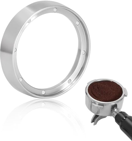 51mm Imbuto Dosatore, Imbuto Magnetico per Portafiltro Macchina Espresso, Anello Dosatore Caffè in Alluminio con 8 Potenti Magneti Compatibile con Portafilter 51mm Macchina Espresso (Argento)