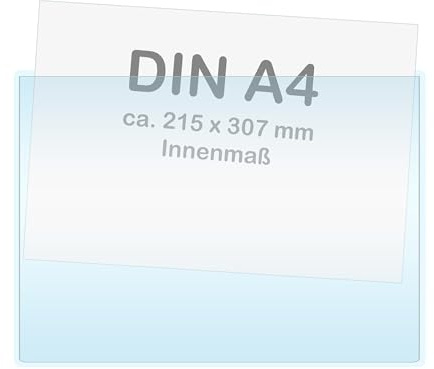 KLEBESHOP24 Selbstklebetaschen, 20 Stück, DIN A4, breite Seite offen | Sichthüllen selbstklebend, Rechtecktaschen transparent, Klarsichthüllen zum Kleben