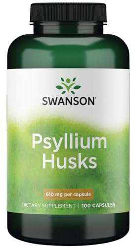 Swanson, Psyllium Husks, 100 glutenfreie Kapseln, 610mg Flohsamenschalen je Dosis, Sojafrei, GMO frei, Geschmacksneutral