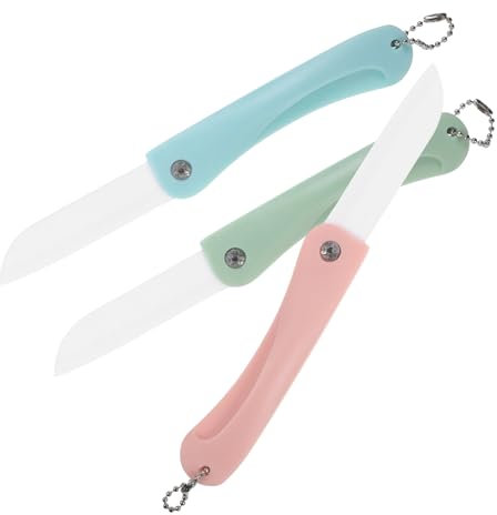 OKUMEYR Keramik Schälmesser 3 Stück-pack Klappbar Schneidewerkzeug Aus Lebensmittelechter Keramik Kompaktes Küchengerät Für Obst Und Gemüse Praktisch Für Camping Und Picknick