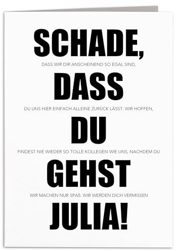 DEL MÀ Unique & Personal - Abschiedskarte zum Jobwechsel - Personalisierte Klappkarte mit Umschlag - 10,5 x 14,8 cm - Humorvoll-Emotional, Kreativ, Bunt - Für Kollegen - GREETING CARD