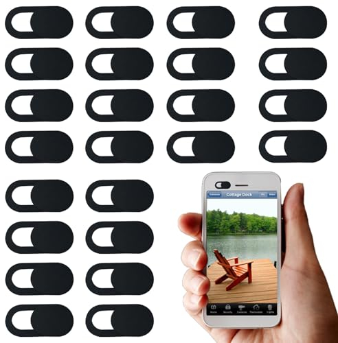 Banjiabb 24 Stück Kamera Abdeckung - Ultradünn Webcam Cover für Computer, Handy, Tablet, Laptops, Schutz Ihrer Privatsphäre (Schwarz)