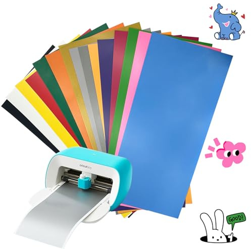 Plotterfolie Textil,15 Pack Flexfolie Vinyl, 30.5x14cm, Smart Vinyl Permanent für Cricut Joy,für Cricut und Silhouette Cameo, Verwendet in Textilien Transferfolie zum Aufbügeln für DIY Stoff und Shirt
