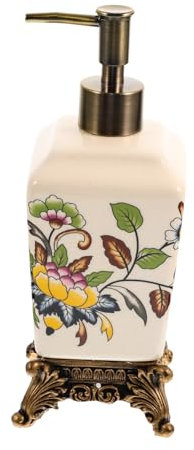 PHENOFICE Vintage Ceramic Soap Dispenser Flower Printing for Bathroom Lotion Dispensing Bottle for Home Supplies and Hotel Use