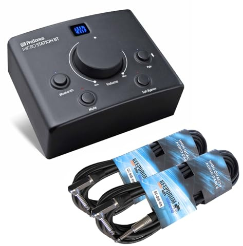 Presonus Micro Station BT Audio Monitor Controller with 2x Keepdrum Jack Cable