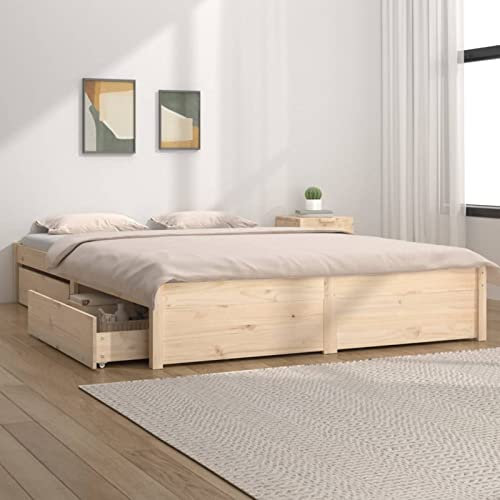 qohoio Bett mit Schubladen Jugendbett Stauraumbett Bed Frame Bedroom Furniture Bett Mit Schubladen 180x200 cm