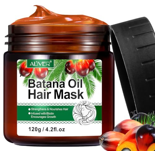 Batana masque capillaire pour la croissance des cheveux, masque des cheveux naturel et biologique pour prévenir la chute des cheveux avec romarin et biotine, aide frisottis fourchues brillance - 120g