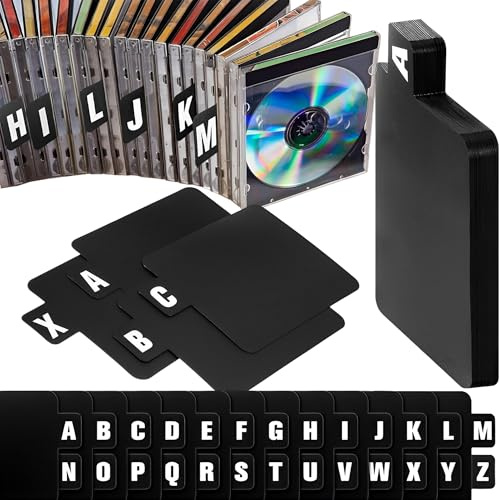 CXAFQ 26 Schwarze Klebstofftrenner, Größe 170 * 120mm, Trennblätter,Pultordner a-z, Buchstaben Trennen, Schwarzes Design, Pvc-Material, Geeignet Für Klassifikationen, Bücher, Dokumente