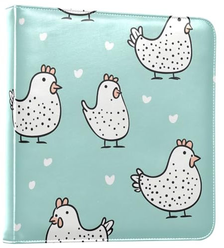 Süßes weißes Hühner-Herz-Fotoalbum, selbstklebend, 12,7 x 17,8 cm, PU-Leder, Postkartenalbum für Jahrestag, Abschlussfeier, Familie