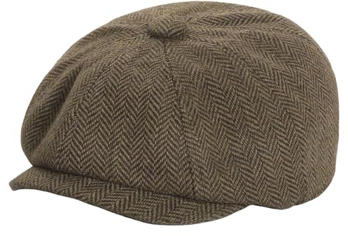 Maeau Skärmmössa för baby och barn, skjutmössa, platt nyfödd basker tweed/denimmössa, irländsk tidningspojke, mössa, Newsboy småbarn, Gatsby-mössa, platt keps, basker, 1–9 år, BRUN, 12-24 månader