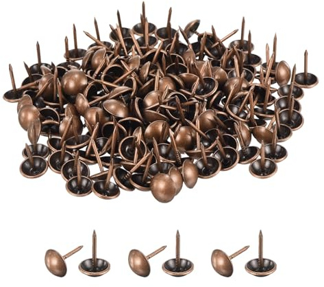 sourcing map Polsternägel für Möbel, 9,5 x 17 mm, Metall, rund, schwarz, Daumennägel für Wand, dekorative Polsternägel, DIY-Projekt, Heimdekoration, Rot, 180 Stück